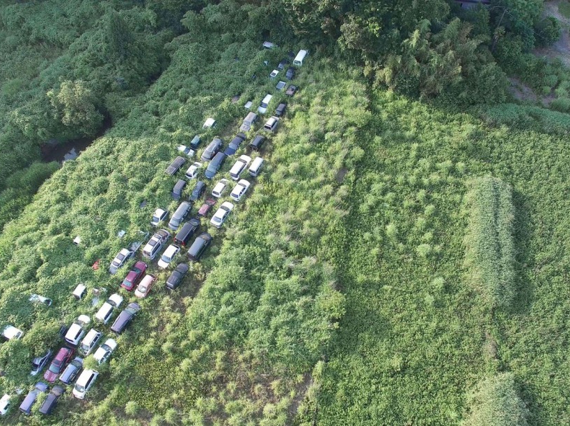 EXCLUSIVE. SPECIAL FEES APPLY . MANDATORY CREDIT: Arkadiusz Podniesinski/REX Shutterstock Mandatory Credit: Photo by Arkadiusz Podniesinski/REX Shutterstock (5224634b) An aerial photograph of abandoned cars, taken by a drone Fukushima, Japan - Sep 2015 FULL COPY: http://www.rexfeatures.com/nanolink/r7ku MINIMUM USE FEE A photographer has taken stunning and revealing pictures of the exclusion zone from the 2011 Fukushima Nuclear Disaster. Within a 20km radius the radioactive exclusion zone demonstrates the dangerous nature of nuclear energy. A network of abandoned towns and villages that once housed hundreds of thousands of people, the exclusion zone of the largest nuclear accident since Chernobyl is eerie and frightening. /EXCL_Rex_Fukushima_04/EXCLUSIVE. SPECIAL FEES APPLY . MANDATORY CREDIT: Arkadiusz Podniesinski/REX Shutterstock/1510071821